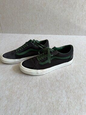 Vans Mens 8 Black Green Skate Shoes Low Top Sneakers Casual Classic